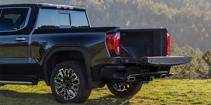 A black Sierra 1500 Hanging hoods back door