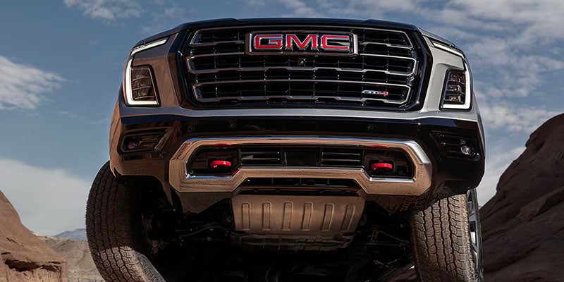 A black A black Yukon Bumper view with logo and chase