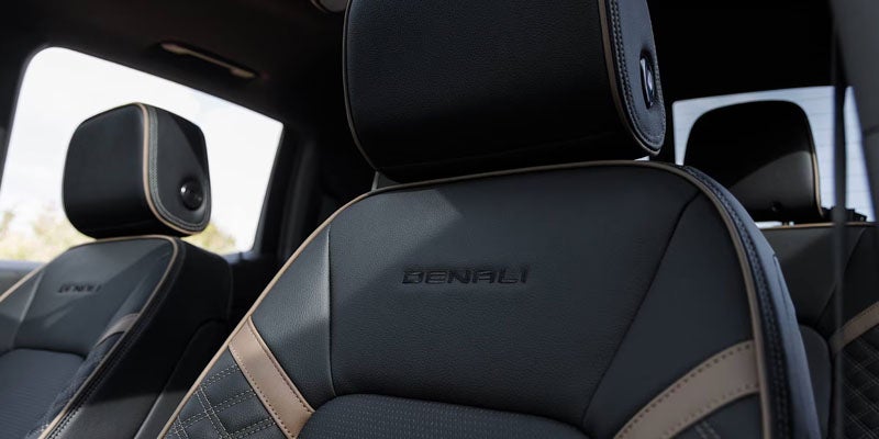 Premium leather interior of the 2026 GMC Canyon Denali with refined cabin design