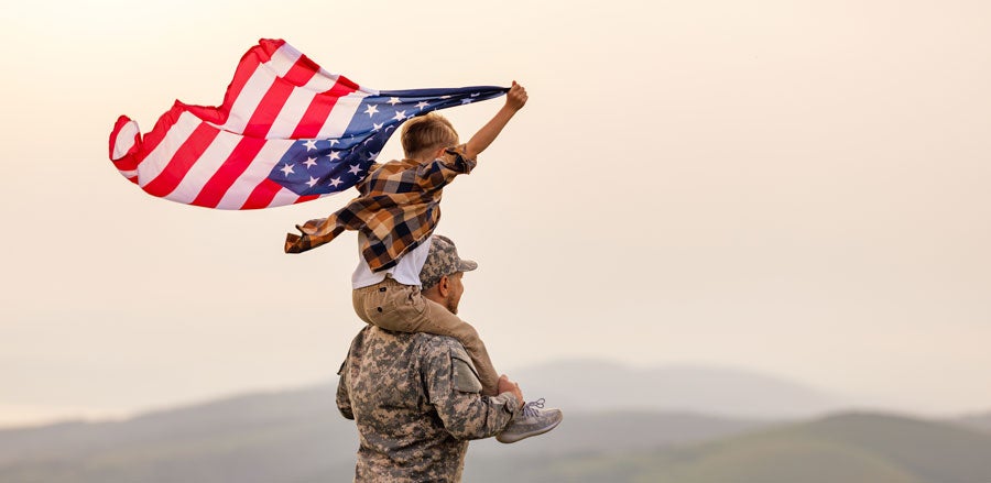 Military personnel with child